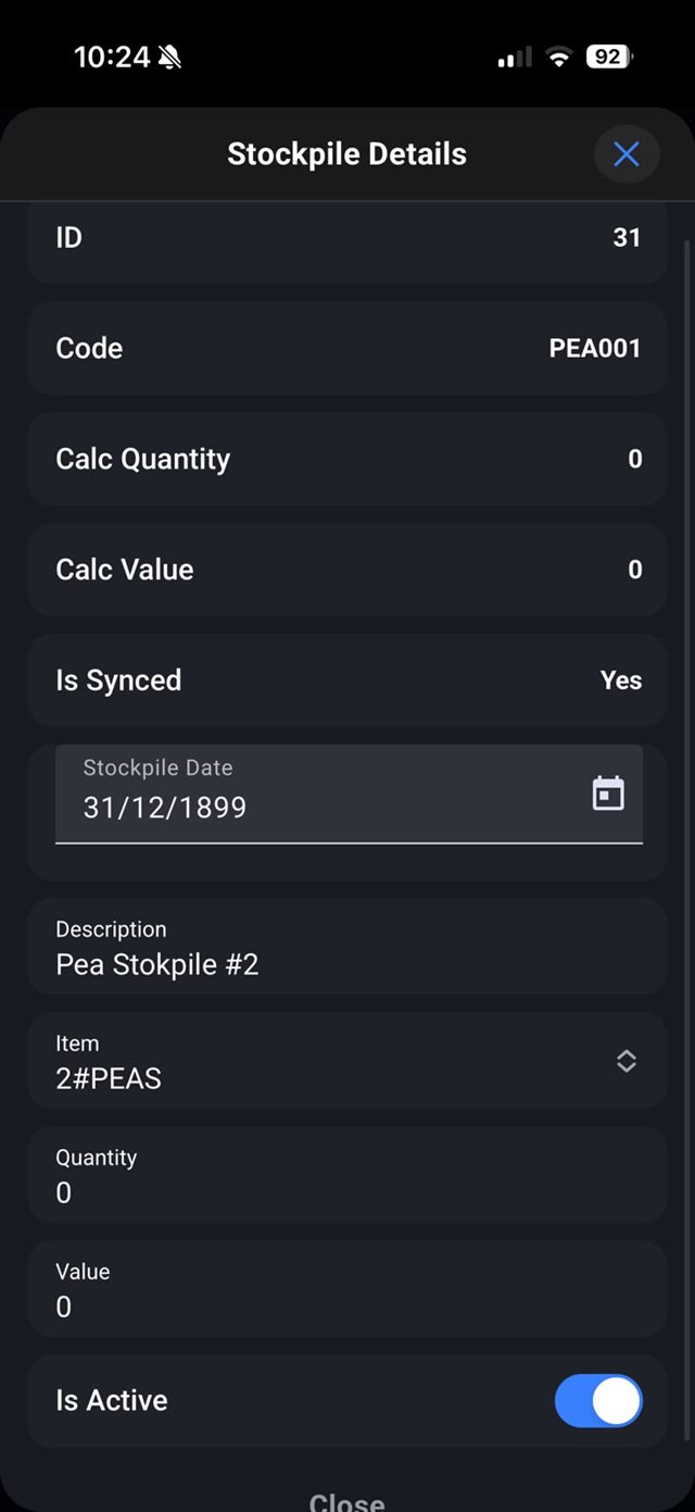RivMan app: editing a stockpile's details from the field